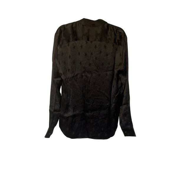 The Kooples Black Stars Jacquard Long Sleeve Shirt M 100% Viscose Elegant Mens - Picture 2 of 5